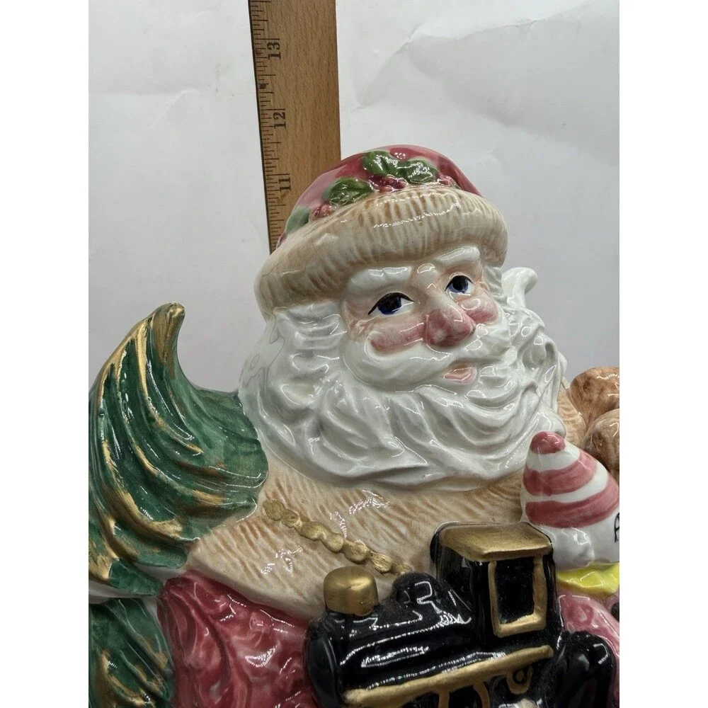 VTG  1994 Fitz Floyd Renaissance Santa Christmas Cookie Jar Hand Paint Omnibus
